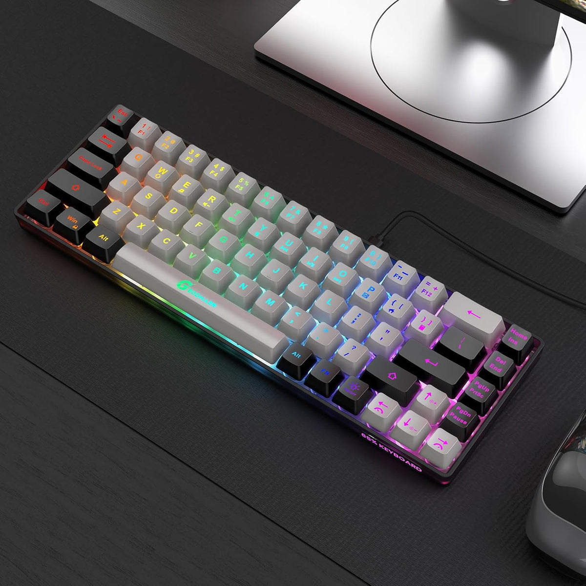 65% Gaming Keyboard, Wired Backlit Mini Keyboard, Ultra-Compact Anti-Ghosting No-Conflict 68 Keys Membrane Gaming Wired Keyboard