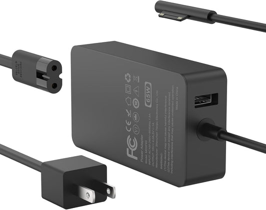65W Charger Compatible with Microsoft Surface Pro 11, 10, 9, 8, 7+, 7, 6, 5, 4, 3, X, Power Adapter for Windows Surface Laptop 7/6/5/4/3/2/1