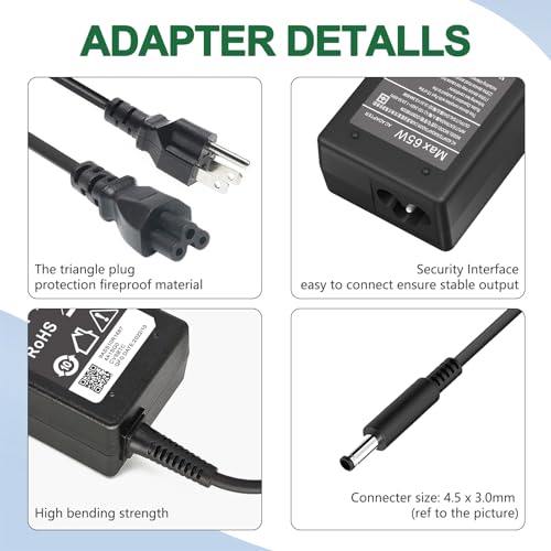 65W Charger for Dell Laptop Charger, AC Adapter for Dell Inspiron 15 3000 5000 Series 15-3552 3558 3565 3567 5551 5552 5555 5558 5559 Laptop