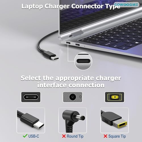 65W USB C Laptop Charger Compatible with Lenovo ThinkPad X1 X13 T14 T15 E14 E15 T480s T490 E480 Yoga 7i 9i Thinkbook 13s 14 15 16 Plus G4 65W 45W