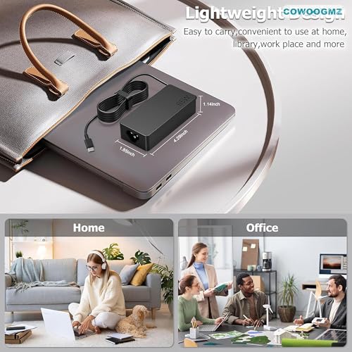 65W USB C Laptop Charger Compatible with Lenovo ThinkPad X1 X13 T14 T15 E14 E15 T480s T490 E480 Yoga 7i 9i Thinkbook 13s 14 15 16 Plus G4 65W 45W
