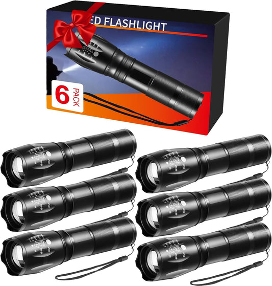 6Pack LED Flashlights High Lumens, 5Mode Tactical Flashlight for Home, Small Flashlights Powerful, Pocket Flashlight Battery Powered