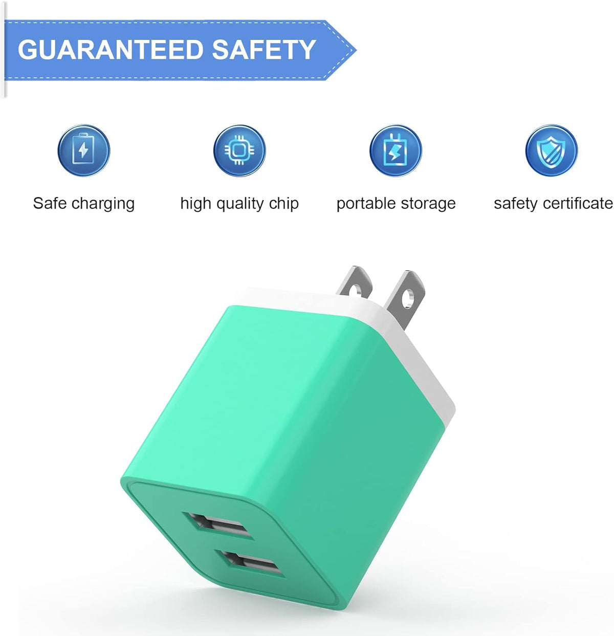6Pack USB Wall Charger, iGENJUN 2.4A Dual USB Port Cube Power Plug Adapter Fast Phone Charger Block Charging Box Brick