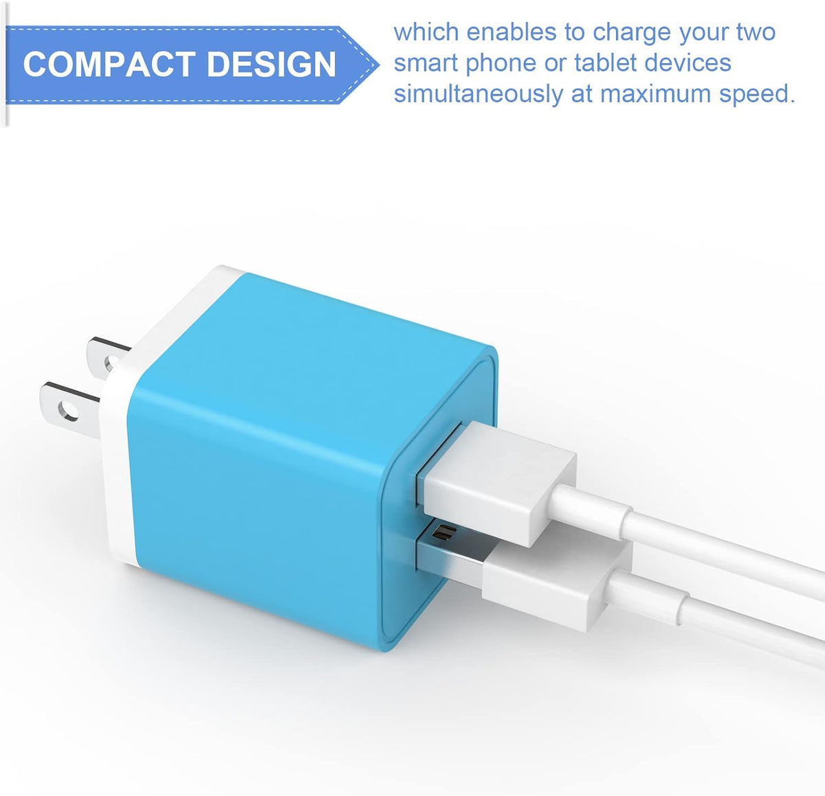 6Pack USB Wall Charger, iGENJUN 2.4A Dual USB Port Cube Power Plug Adapter Fast Phone Charger Block Charging Box Brick