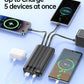 Portable Charger with Built in Cable - Power Bank Fast Charging USB C LED Display 10000mah Battery Pack 5 Outputs & 3 Inputs for Travel Essentials iPhone Samsung Android Phones Tablets Black