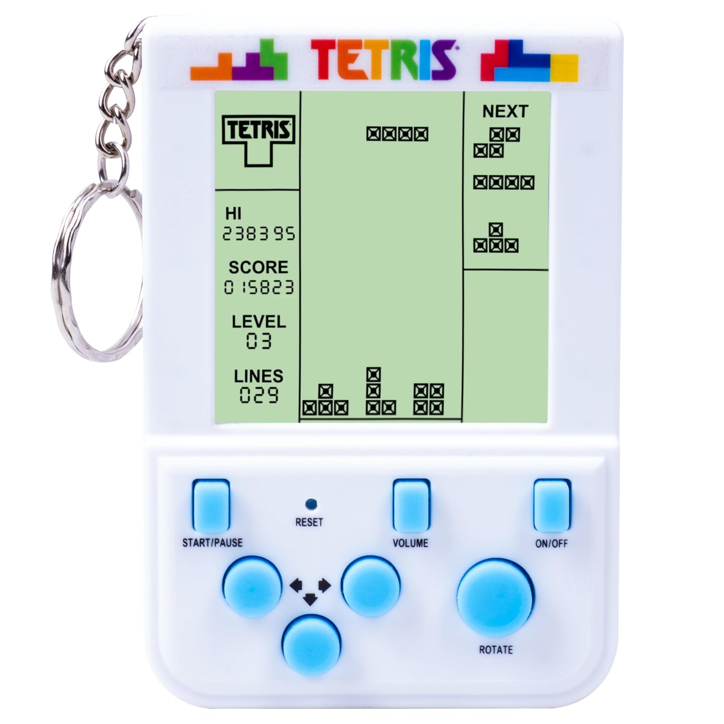 Tetris Keyring Handheld Arcade Game – Officially Licensed Mini Retro Console with LCD Screen, Sounds & 2 Game Modes – Portable Classic Puzzle Toy, Travel Gift, Retro Gamer. Officially Licensed.