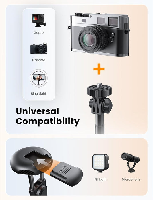 71" Phone Tripod, NT79 Extendable Selfie Stick with 1/4" Camera Mount for Cell Phone&Camera, Phone Tripod Stand Holder with Remote