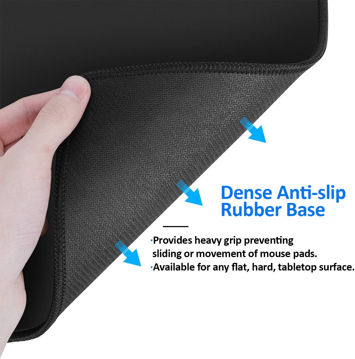 JIKIOU Mouse Pad with Non-Slip Rubber Base, Premium-Textured & Washable Computer Mousepad with Stitched Edges, Mouse Pads for Computers, Laptop, Gaming, Office & Home, 10.2 x 8.3 in, Black
