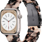 V.R.HOPE Resin Watch Band Compatible with Apple Watch Band for Women 38mm 40mm 41mm 42mm Tortoise Fashion Lightweight Bracelet Strap for iWatch Series 11/10/9/8/7/6/5/4/3/2/1/SE3 (Black Floral)