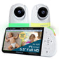 Babysense PRO Full HD 5.5" Split Screen Baby Monitor with 2 Cameras, 6-Color Night Light, White Noise, Sound & Light Machine, 20-Hour Battery, Hack-Proof Non-WiFi Secure Connection