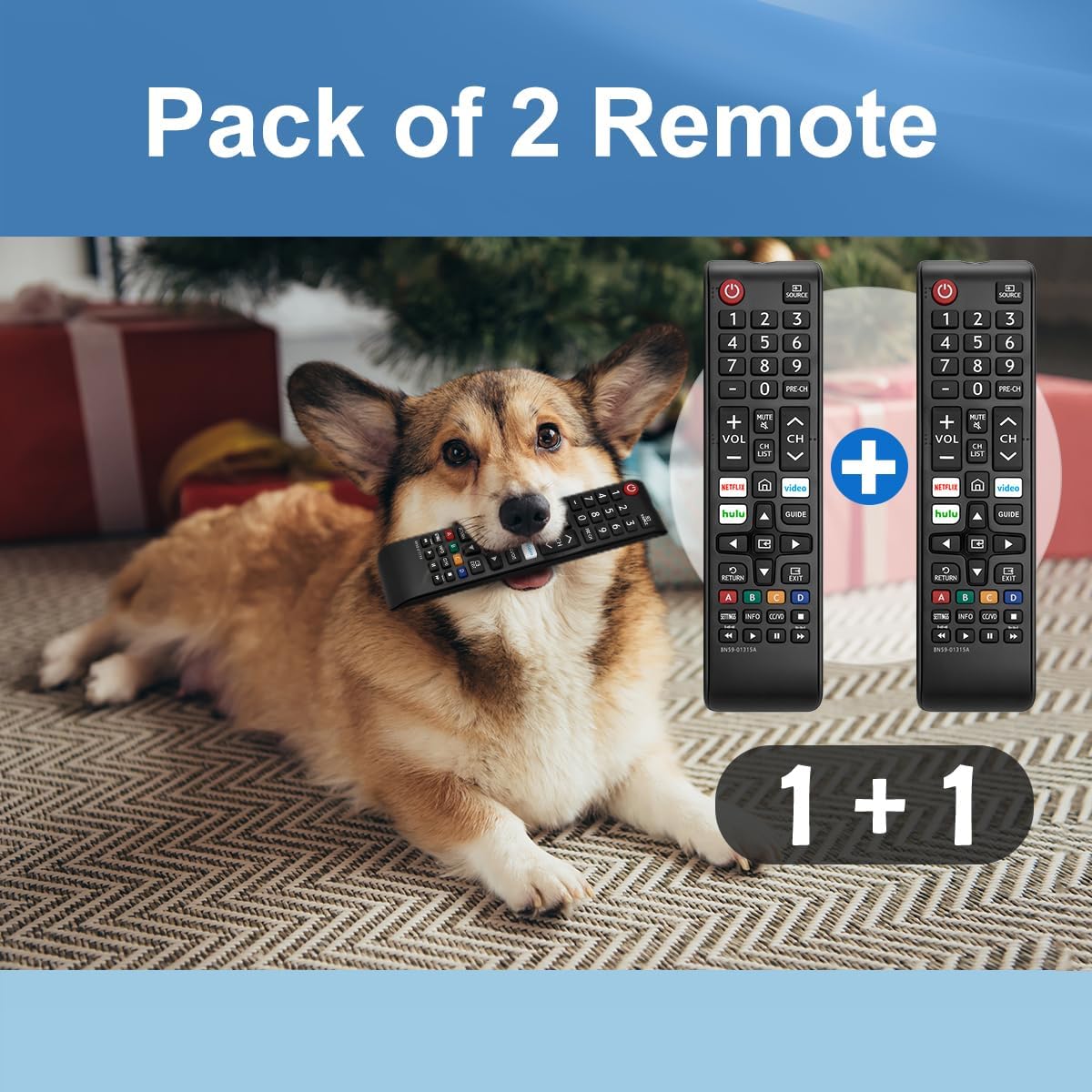 Universal Replacement Remote for Samsung TV, Pack of 2 Compatible with Samsung Smart LED LCD HDTV