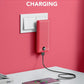Portable Charger Built-in Cables and AC Wall Plug, VRURC USB C Power Bank 10000mAh, Travel Battery Portable Phone Charger Compact Lightweight External Battery Pack for SmartPhones,Tablets-Viva Magenta