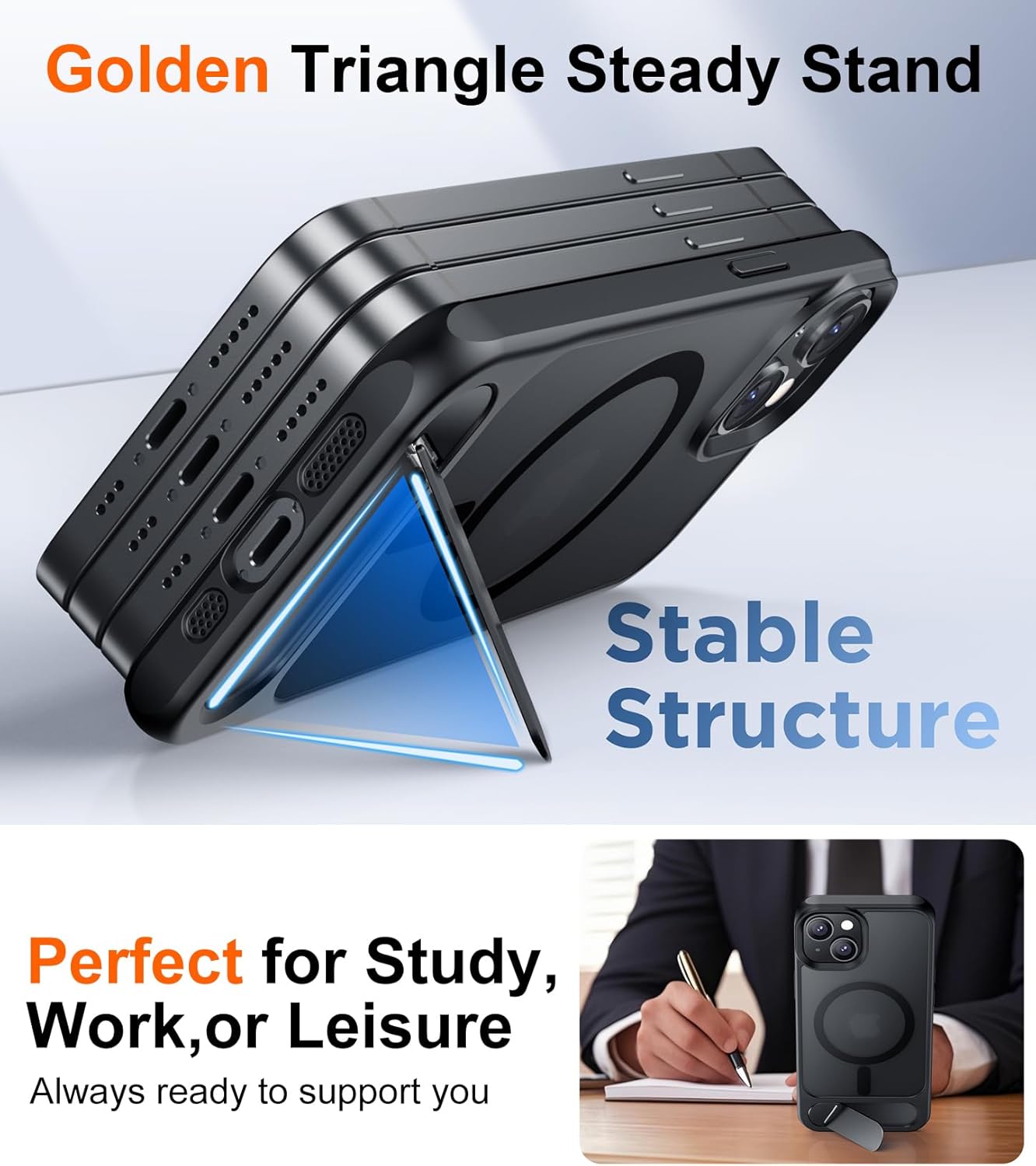Temdan Compatible with iPhone 14 Case/iPhone 13 Case,[Built-in Invisible Kickstand][Compatible with MagSafe][Military Grade Shockproof] Slim Translucent Matte Phone Case for iPhone 14/13 6.1"