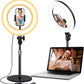 Desk Ring Light with Stand - 10.5'' Desktop Ring Light with Phone Holder for Video Recording, Circle Light for Computer Zoom Meeting Video Conference Lighting Video Calls Podcast Streaming