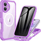 CENHUFO Magnetic Privacy for iPhone 17 Case [Compatible with Magsafe] Full Body Phone Case Built-in 9H Tempered Glass Privacy Screen Protector Camera Protection Shockproof Clear Cover -Rose Pink
