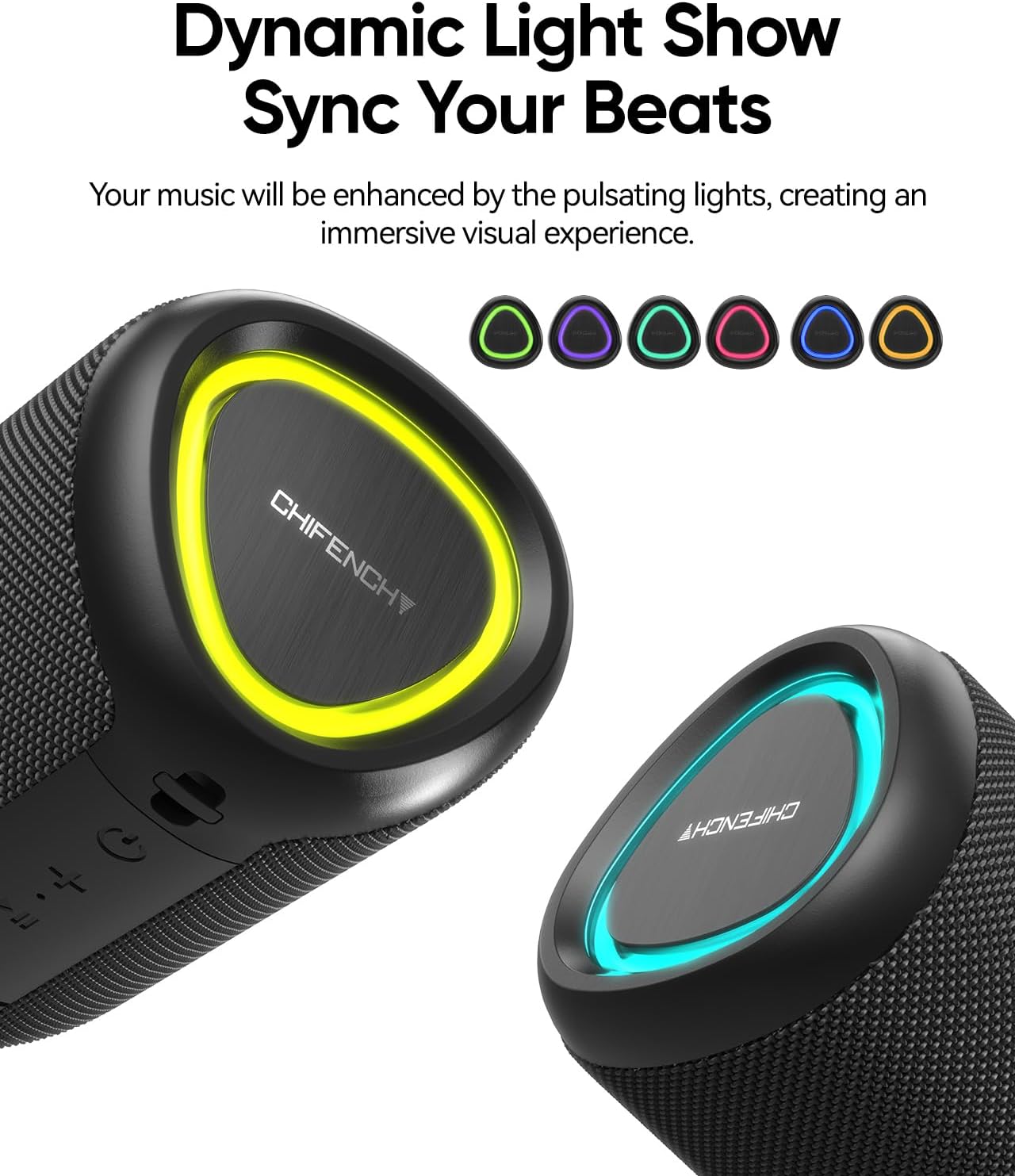 Portable Bluetooth Speaker Beach Vacation Essentials: Powerful Crystal Clear Sound/Dynamic Light/IPX5 Waterproof/All Day Playtime/BT 5.3/TWS Paring, Small Wireless Speaker for Outdoor|Travel|Camping