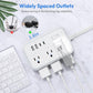 Extension Cord 15 ft, Power Strip with 6 Outlets 4 USB Charger(2 USB C Port), Flat Plug Outlet Extender Long Cord, Protection for Indoor, Home, Office Supplies, Dorm Room Essentials