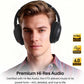 TOZO HT3 Hybrid Noise Cancelling Headphones, 90H Playtime Wireless Over Ear Bluetooth Headset, Spatial Audio AI Chat with 5 Mics, Supports Dual Connection and USB-C Input, with 32 EQ Music Modes