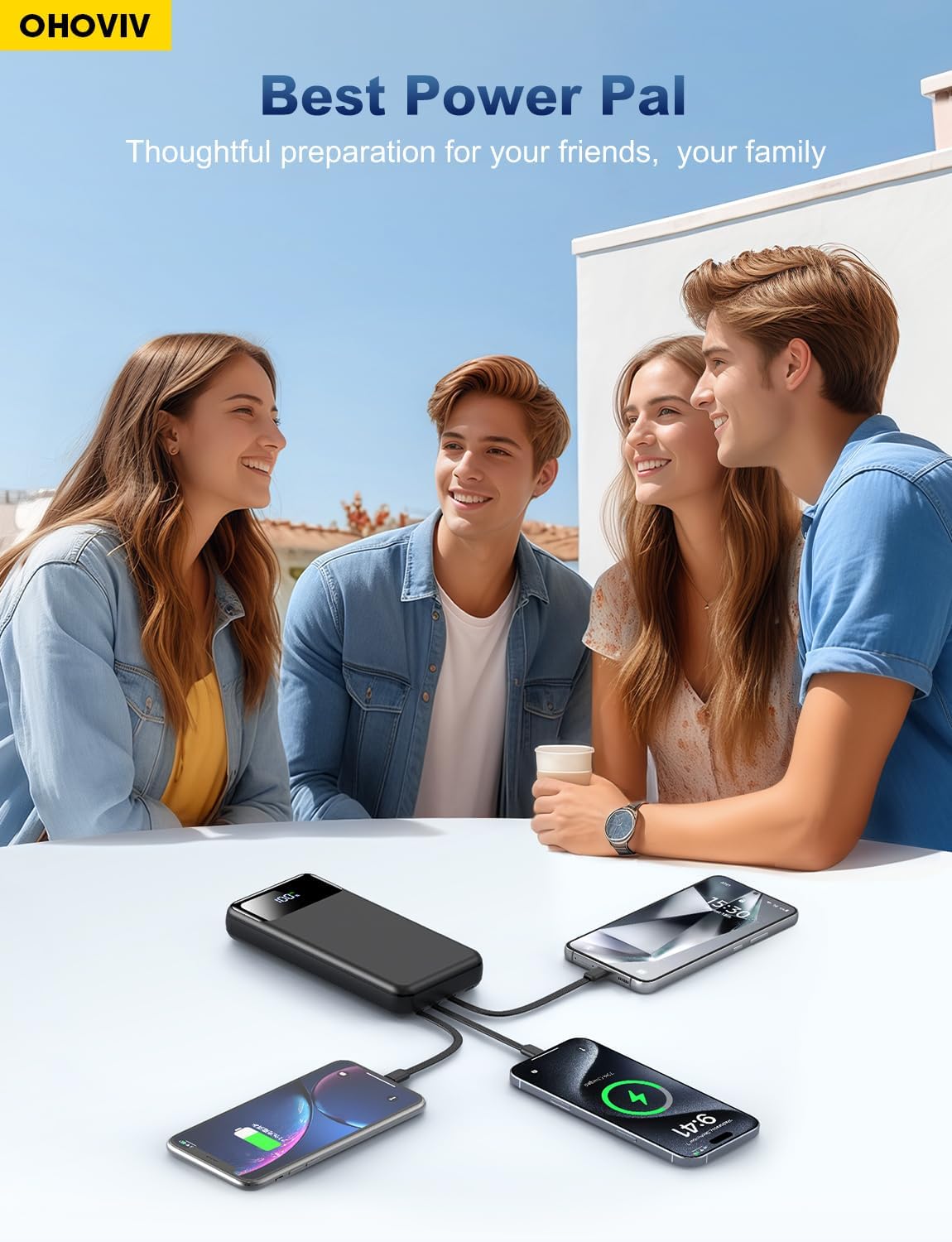 Portable Charger Power Bank 50000mAh Battery Pack, 22.5W Fast Charging PowerBank with Built in Cables,Travel Camping Essential USB-C Portable Phone Charger for iPhone Samsung Pixel Android iPad