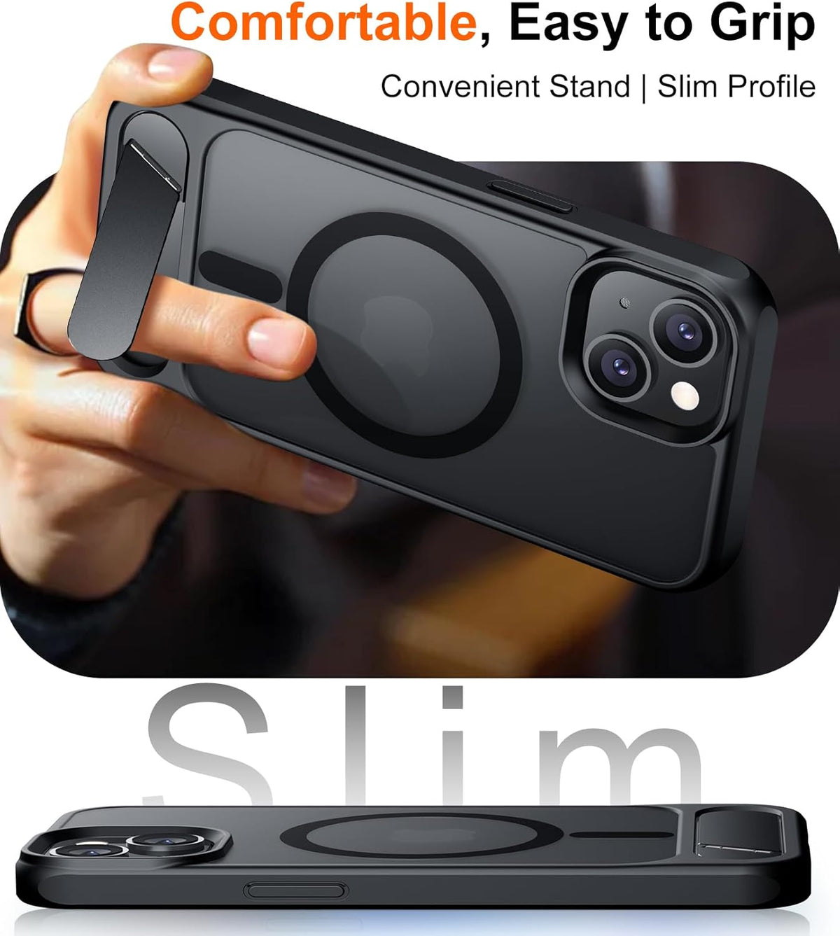 Temdan Compatible with iPhone 14 Case/iPhone 13 Case,[Built-in Invisible Kickstand][Compatible with MagSafe][Military Grade Shockproof] Slim Translucent Matte Phone Case for iPhone 14/13 6.1"