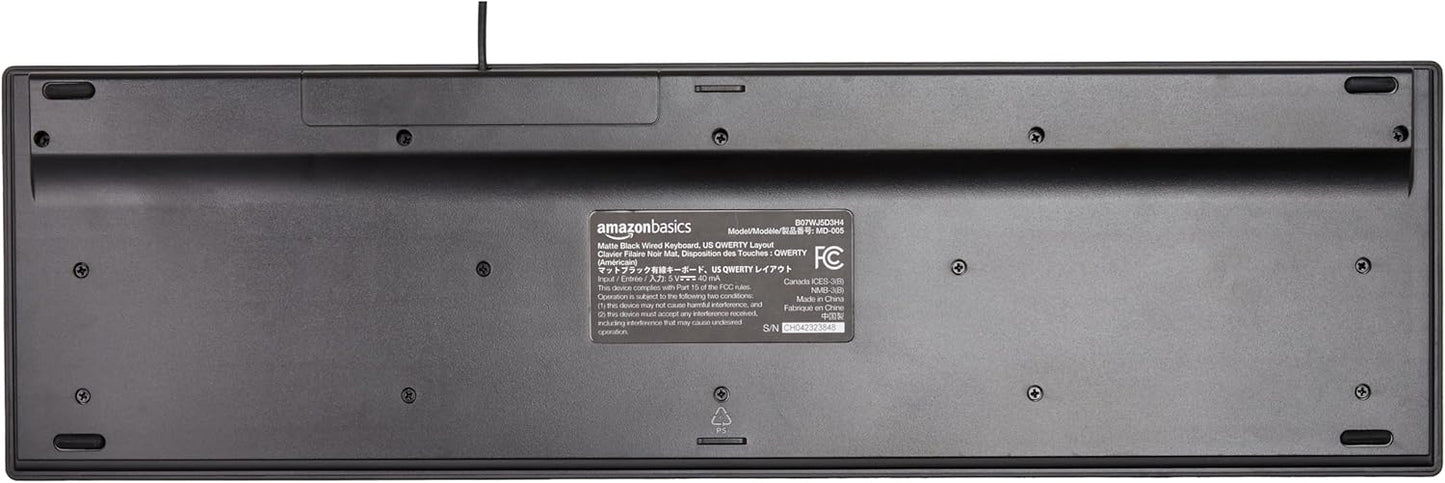 Wired QWERTY Keyboard, Full-Sized, Black