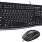 Logitech MK120 Wired Keyboard and Mouse Combo for Windows, Optical Wired Mouse, Full-Size, USB, Compatible with PC, Laptop - Black