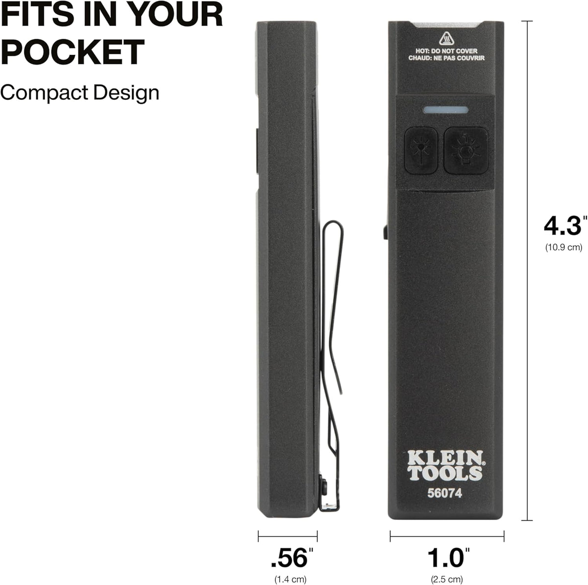 KLEIN TOOLS 56074 EDC Pocket Flashlight with Green Laser, Three Brightness Modes up to 1000 Lumens with Turbo Mode, Built-in Floodlight, <1mW, 510 to 530nm, Class 2, Rechargeable