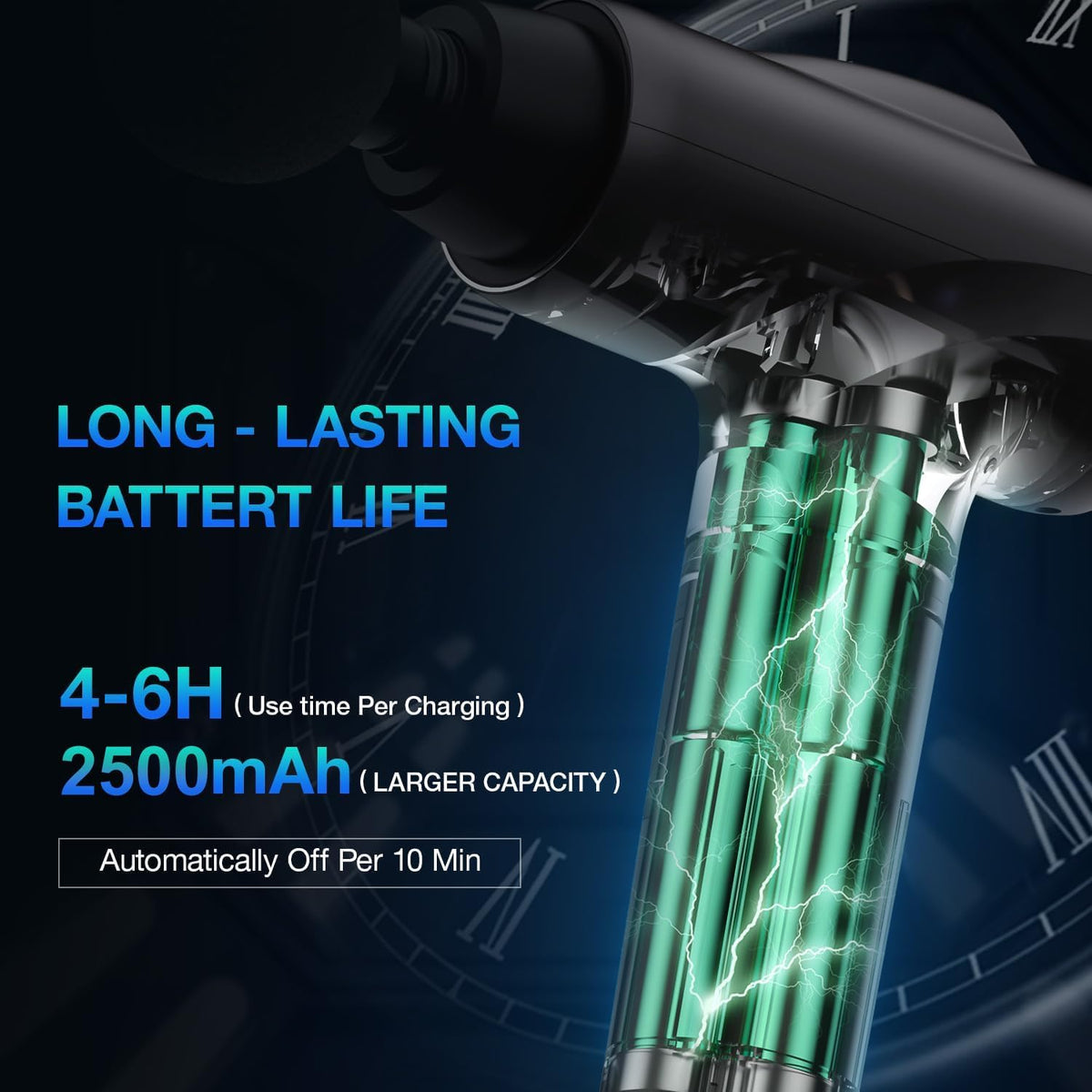 Massage Gun Deep Tissue, Handheld Electric Muscle Massager, High Intensity Percussion Massage Device for Pain Relief with 9 Attachments & 30 Speed(Grey)