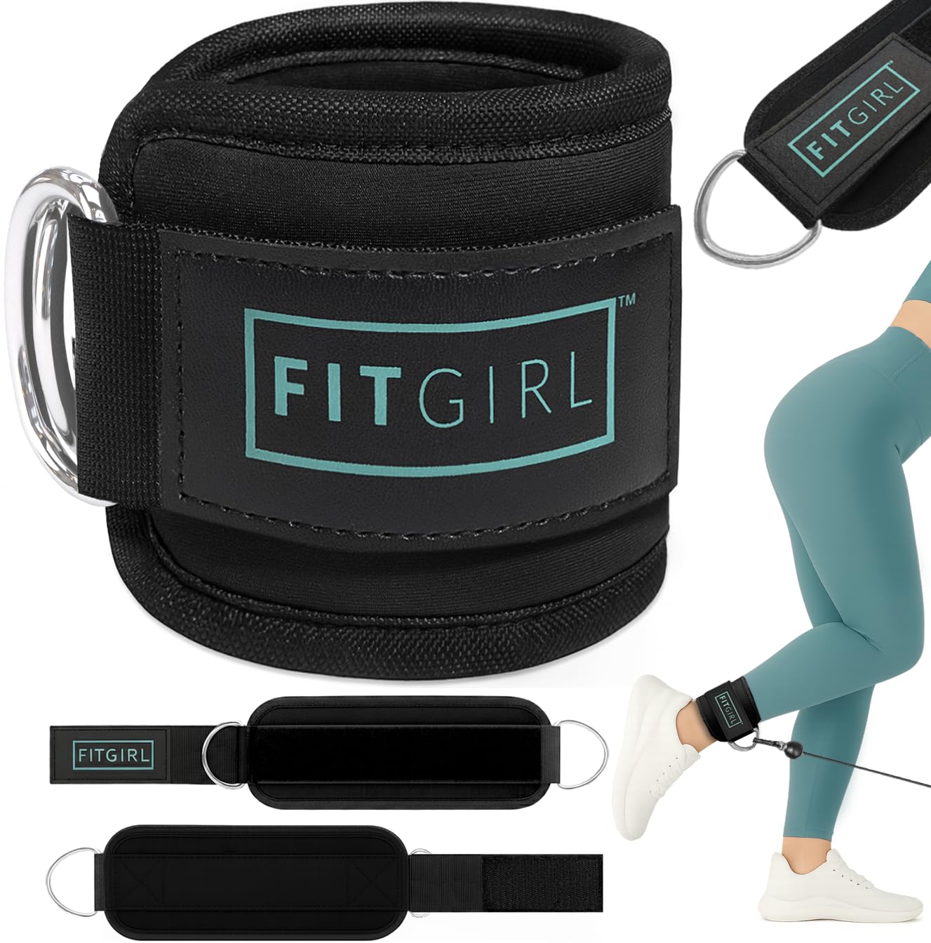 FITGIRL Ankle Strap for Cable Machine – Premium Padding and Comfort for Cable Exercise Machines, Cable Exercise Attachment for Home & Gym, Glute Workouts - Kickbacks, Leg Extensions, Hip Abductors