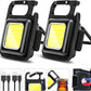 MAKDAK COB Rechargeable Keychain Flashlight 2Pack, High Lumen Super Bright LED Work Light with Magnet,Clip,Bottle Opener for Dog Walking,Car Repair, Emergency,Camping,EDC