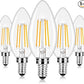 E12 LED Candelabra Bulbs 40 Watt Equivalent, 4W Vintage Candle Light Bulbs Dimmable, 470Lm Warm White 2700K B11 Edison Bulb, Filament Clear Glass Lamp Bulb for Chandelier Ceiling Fan (5 Packs)