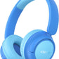 iClever BTH22 Kids Bluetooth Headphones, 60H Play Time, USB C Fast Charging, Bluetooth 5.4, AUX Cord,Safe Volume 74/85 dBA,Toddler Headphones for iPad/Tablet/Travel/School, Blue