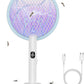 Electric Fly Swatter Racket, 2 in 1 Mosquito Bug Zapper 4100V Handheld Mosquito Killer with 1800 mAh Rechargeable Battery, Purple Light and 3-Layer Safety Mesh for Indoor Outdoor Blue