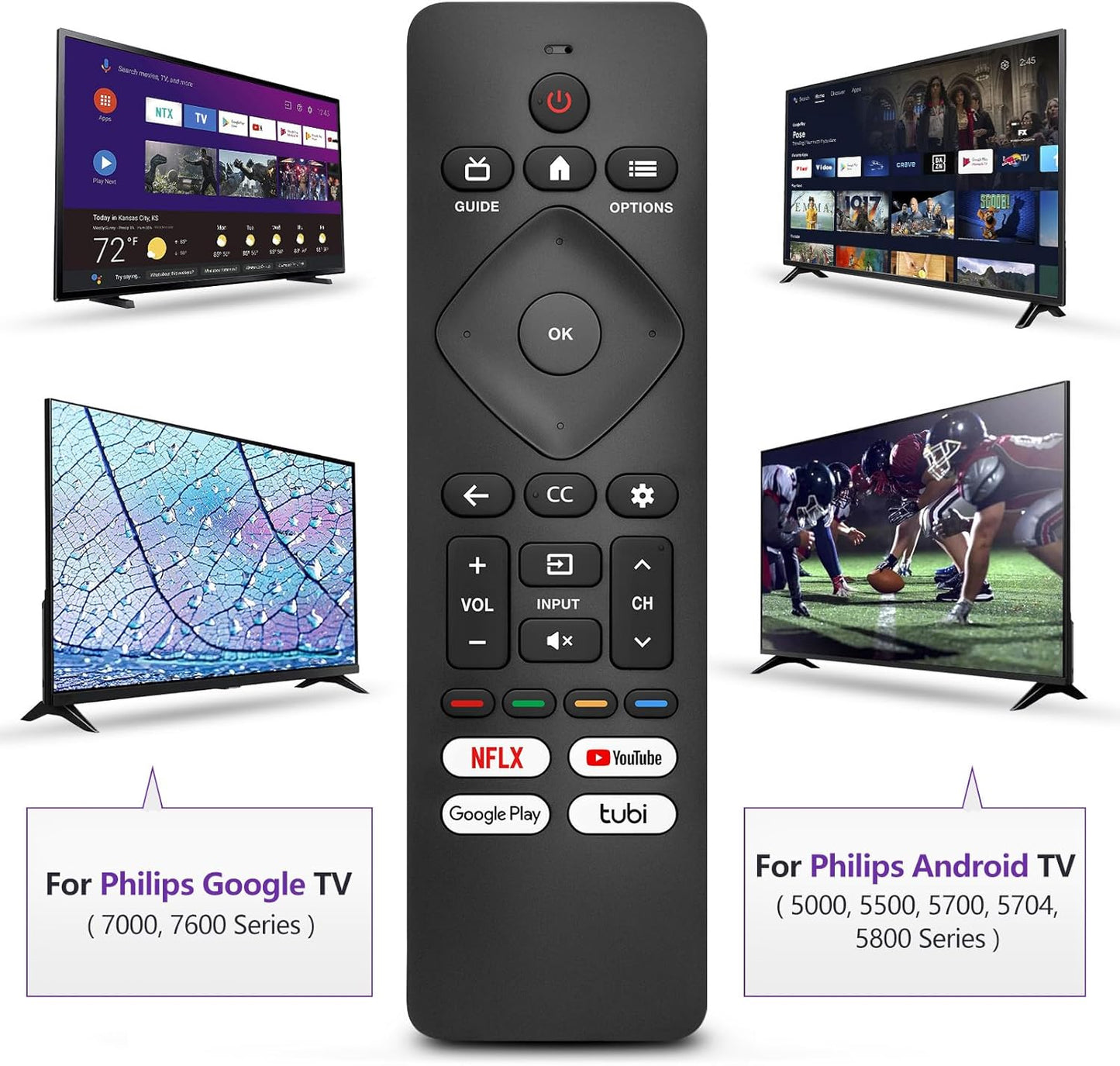 Replacement for Philips-Smart-TV-Remote-Control, Universal Smart Remote for Philips Android/Google TV