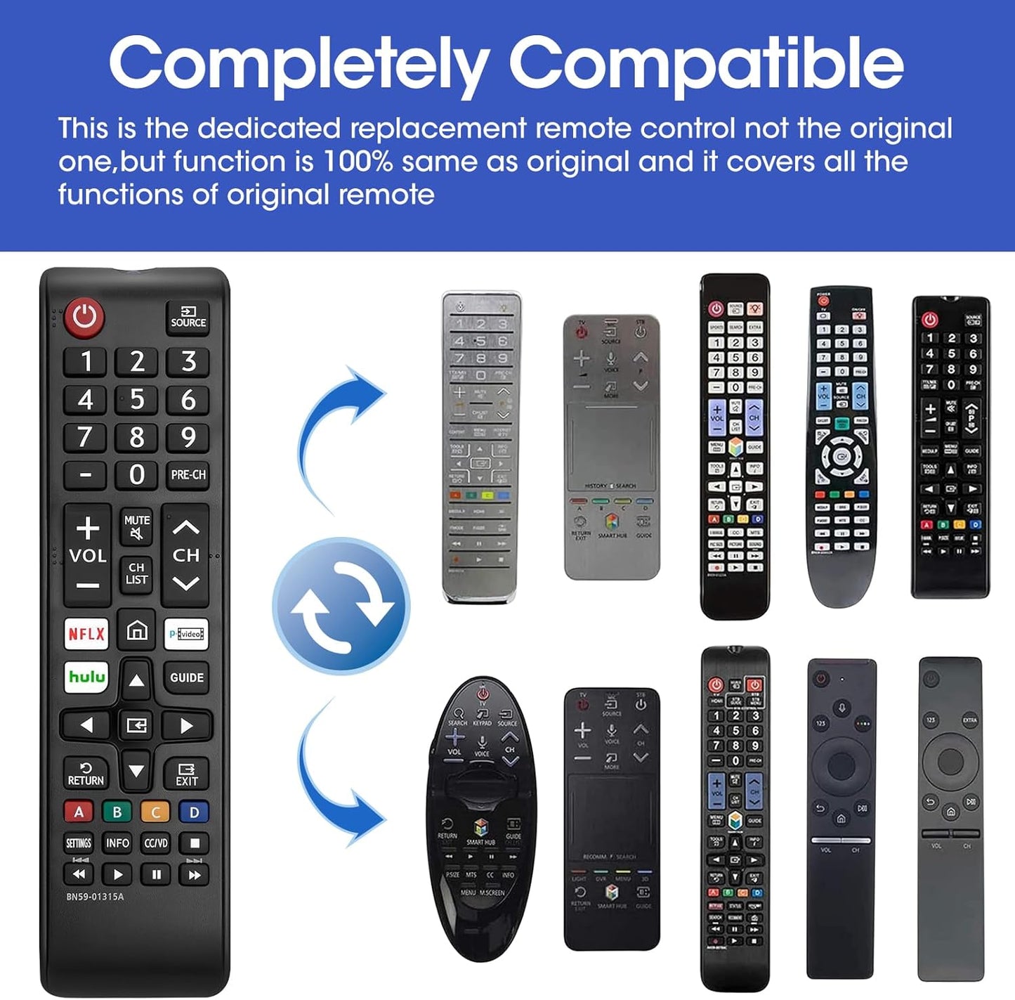 3 Pack Remote for All Samsung TV Remote, Replacement Compatible with All Samsung Smart TVs, LCD, LED, 3D, HDTV, Series TVs