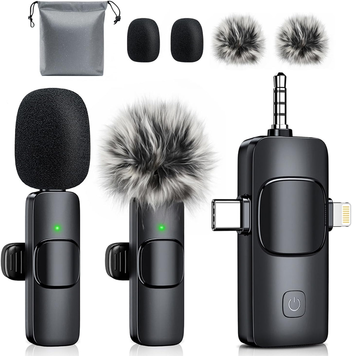 MENERESAS 3-in-1 Mini Microphone for iPhone: Wireless Lavalier Microphones for iOS/Android/Camera - Noise Reduction Lapel Mic, Clip on Mic for Video Recording Vlog, YouTube, Interview