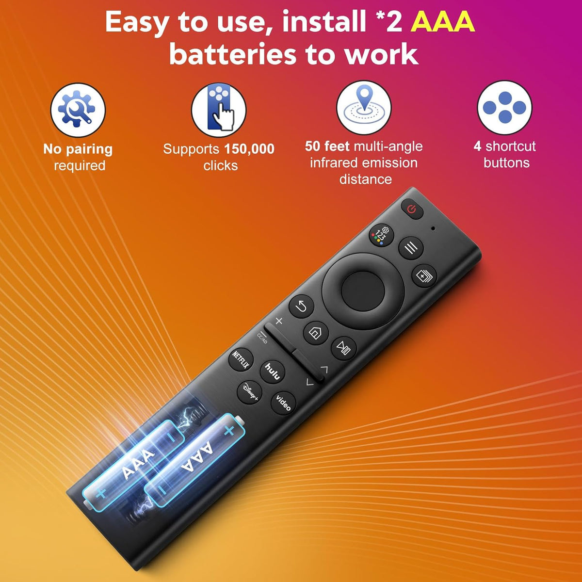 Replacement-for-Samsung-Smart-TV Remote-Control-Universal Compatible with Samsung Frame Curved QLED Crystal UHD TVs