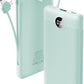 VRURC Portable Charger Built-in Cables and AC Wall Plug, USB C Power Bank 10000mAh, Travel Battery Portable Phone Charger Compact Lightweight External Battery Pack for Smart Phones, Tablets etc-Green