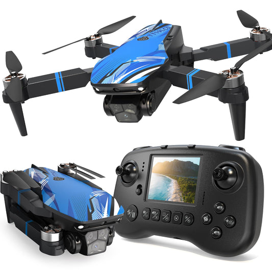 Drone with Camera for Adults LCD Screen FPV Live Video, Professional Brushless Motor 270° Obstacle Avoidance 3D Flips, Foldable RC Mini Quadcopter for Beginners Support 32G SD Card Max Under 250G Gift