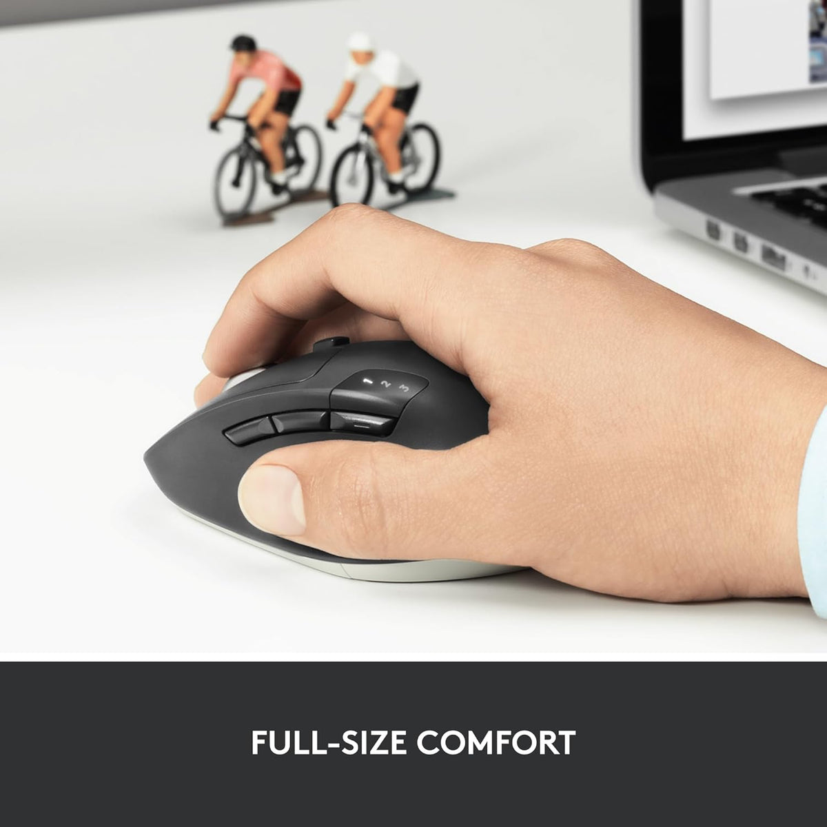 Logitech M720 Triathlon Wireless Mouse, Bluetooth, USB Unifying Receiver, 1000 DPI, 6 Programmable Buttons, 2-Year Battery, Compatible with Laptop, PC, Mac, iPadOS - Black