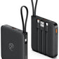 VRURC Portable Charger with Built-in Cable, 10000mAh 22.5W Fast Charging USB C Battery Pack, Cell Phone Power Bank for iPhone 17 16 15 Samsung Galaxy S25 S24 S23 Series Android Tablet, Black(1 Pack)