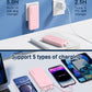 Portable Charger, 12000mAh 22.5W Fast Charging Power Bank with Built-in Cables & Wall Plug, Travel Essentials External Battery Pack, USB C Battery Phone Charger for iPhone, iPad, Samsung Pink
