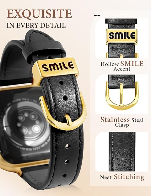 JR.DM Slim Leather Band Compatible with Apple Watch Bands Women 38mm 40mm 41mm 42mm(S11/10) 44mm 45mm 46mm 49mm Genuine Leather Strap with Metal Loop for iWatch Series 11/10/9/8/7/6/5/4/3/2/1 SE