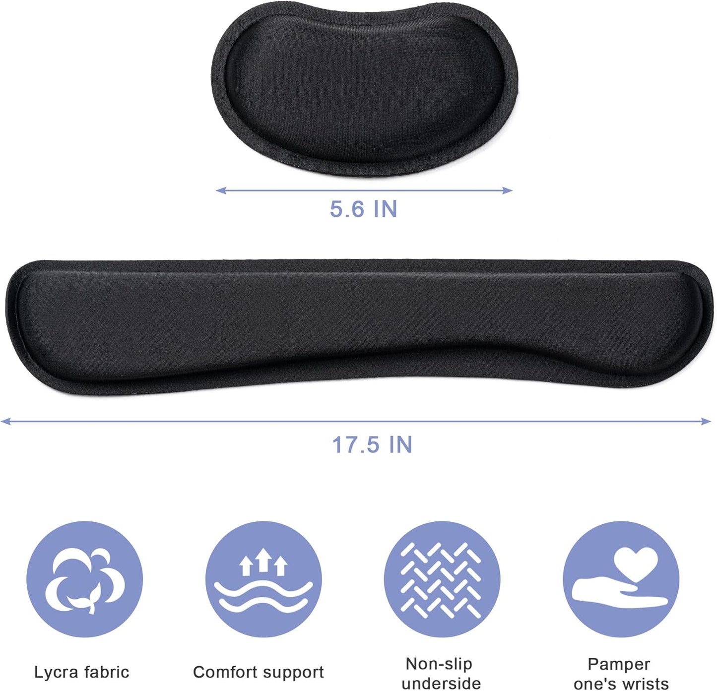 Hoewina Ergonomic Keyboard Wrist Rest – Memory Foam & Superfine Fabric Support Pad for Comfortable Typing, Office & Home Use, Black