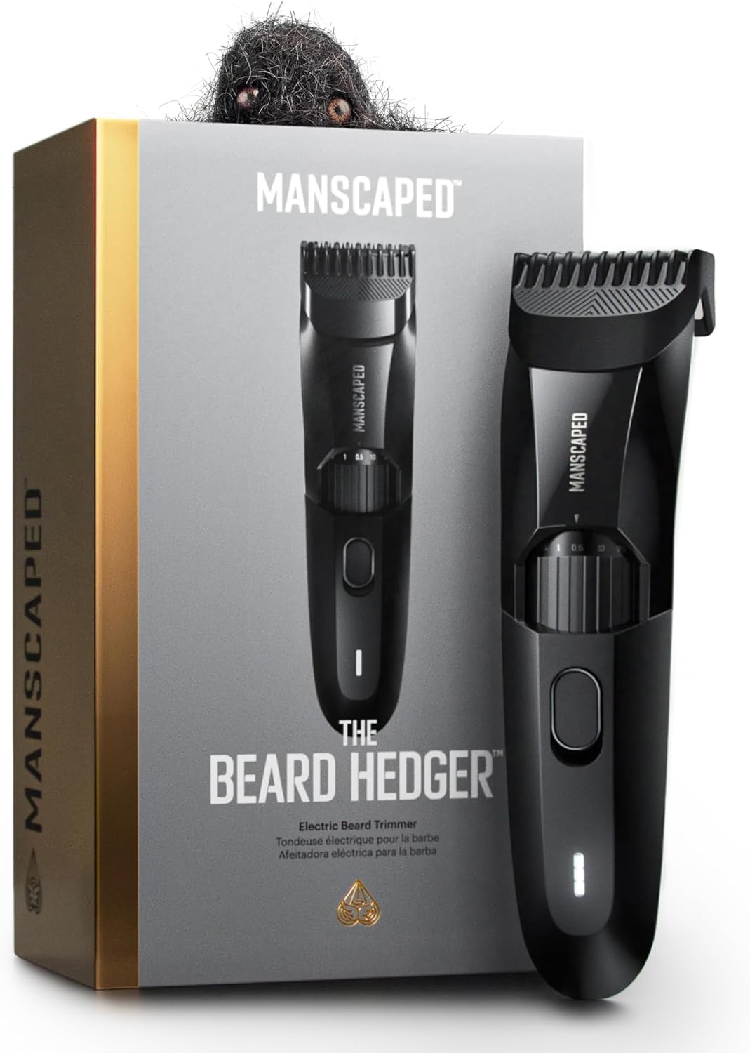 MANSCAPED The Beard Hedger Men's Premium Beard Trimmer, 20 Length Adjustable Blade Wheel, Stainless Steel T-Blade for Precision Facial Hair Trimming, Cordless Waterproof Wet/Dry Clipper