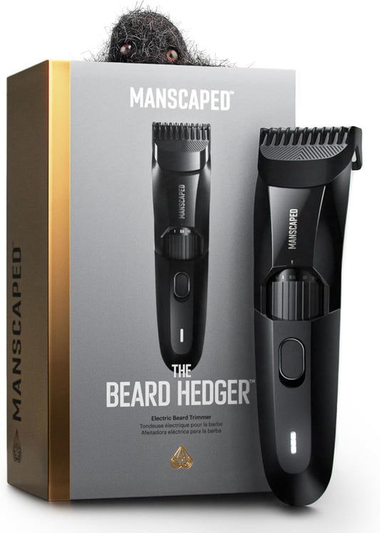 MANSCAPED The Beard Hedger Men's Premium Beard Trimmer, 20 Length Adjustable Blade Wheel, Stainless Steel T-Blade for Precision Facial Hair Trimming, Cordless Waterproof Wet/Dry Clipper