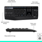 Logitech MK345 Wireless Keyboard and Mouse Combo with Palm Rest, 2.4 GHz USB Receiver, Compatible with PC, Laptop, Black