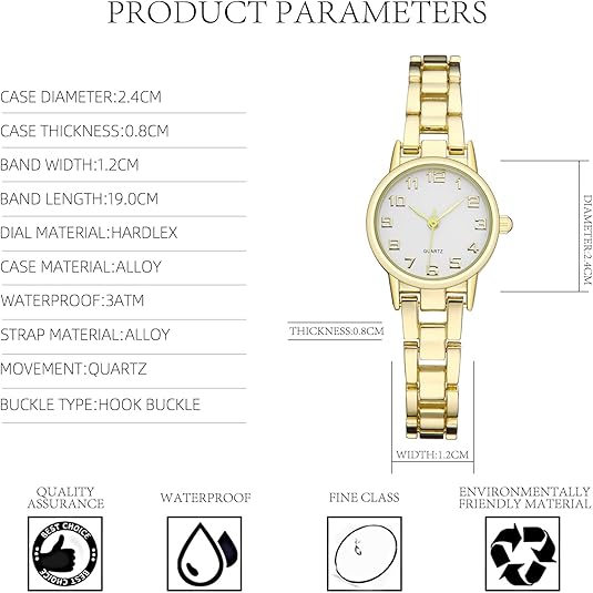 TWOPTION Women’s Waterproof Wrist Watch – Slim Analog Quartz Bracelet, Dainty Gift