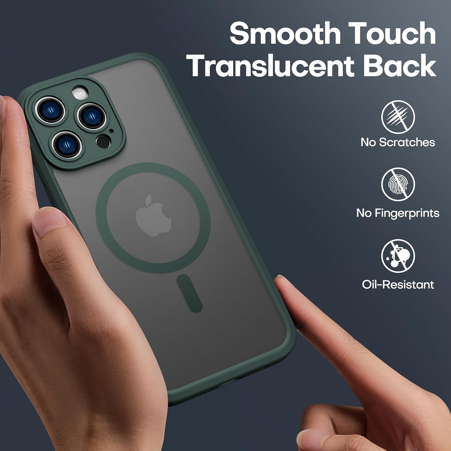 ImpactStrong Magnetic Guard Designed for iPhone 14 Pro Case [Camera Protection] [Military Grade Drop Tested] [Compatible with MagSafe] Slim Translucent Matte Phone Case (6.1") - Dark Green