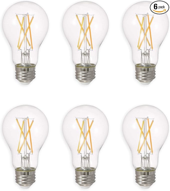 Ledvance Sylvania Led Truwave Natural Series Light Bulb, 60W Equivalent, Efficient 8W A19, Medium Base, Dimmable, 800 Lumens, 2700K, Soft White, Clear - 6 Pack (40806)